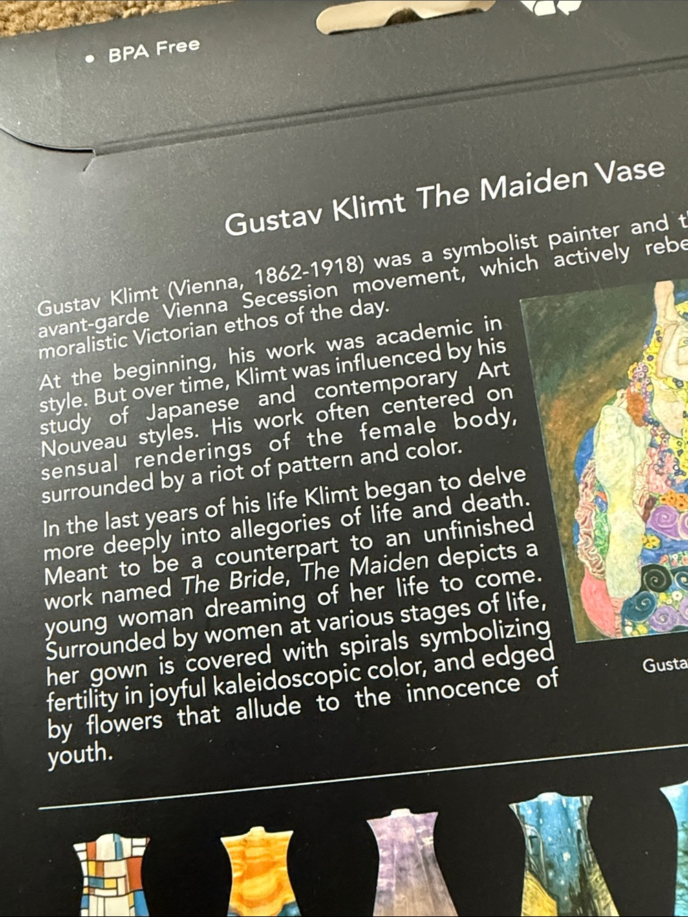 Gustav Klimt Expandable Vase - The Maiden - Picture 3 of 4